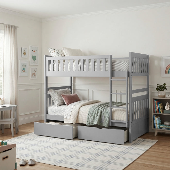 B2063-1*T (4) Twin/Twin Bunk Bed with Storage Boxes - B2063-1*T