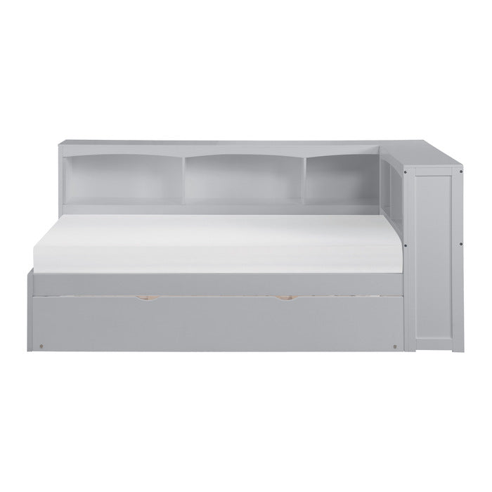 B2063BC-1BCR* (4) Twin Bookcase Corner Platform Bed with Twin Trundle - B2063BC-1BCR*