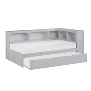 B2063BC-1BCR* (4) Twin Bookcase Corner Platform Bed with Twin Trundle - B2063BC-1BCR*