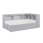 B2063BC-1BCT* (4) Twin Bookcase Corner Platform Bed with Storage Boxes - B2063BC-1BCT*