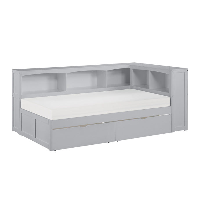 B2063BC-1BCT* (4) Twin Bookcase Corner Platform Bed with Storage Boxes - B2063BC-1BCT*