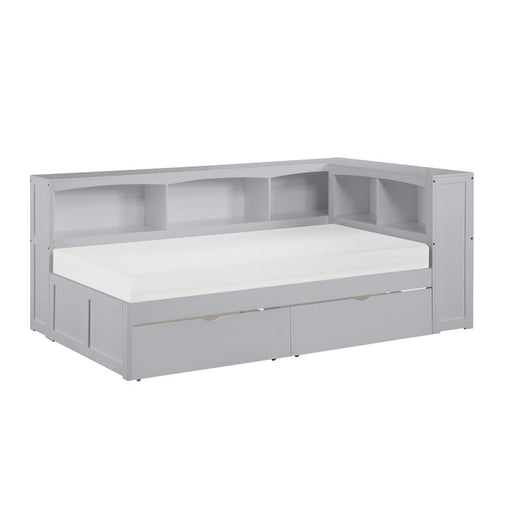 B2063BC-1BCT* (4) Twin Bookcase Corner Platform Bed with Storage Boxes - B2063BC-1BCT*