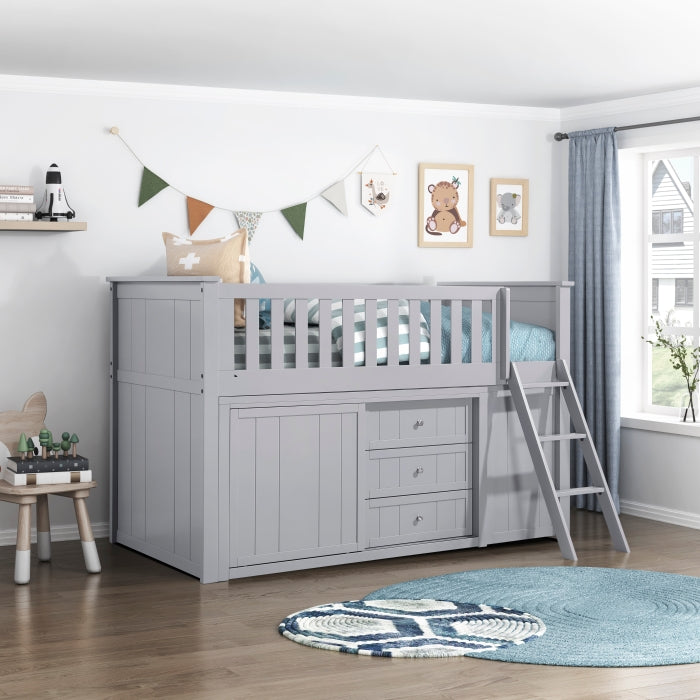 B2063LL-1*BC2DR (6) Low Loft Bunk with Bookcase and 2 Dressers - B2063LL-1*BC2DR