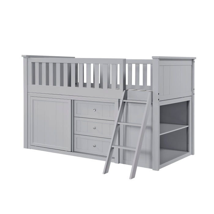 B2063LL-1*BCDR (5) Low Loft Bunk with Bookcase and Dresser - B2063LL-1*BCDR