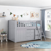 B2063LL-1*BCDR (5) Low Loft Bunk with Bookcase and Dresser - B2063LL-1*BCDR