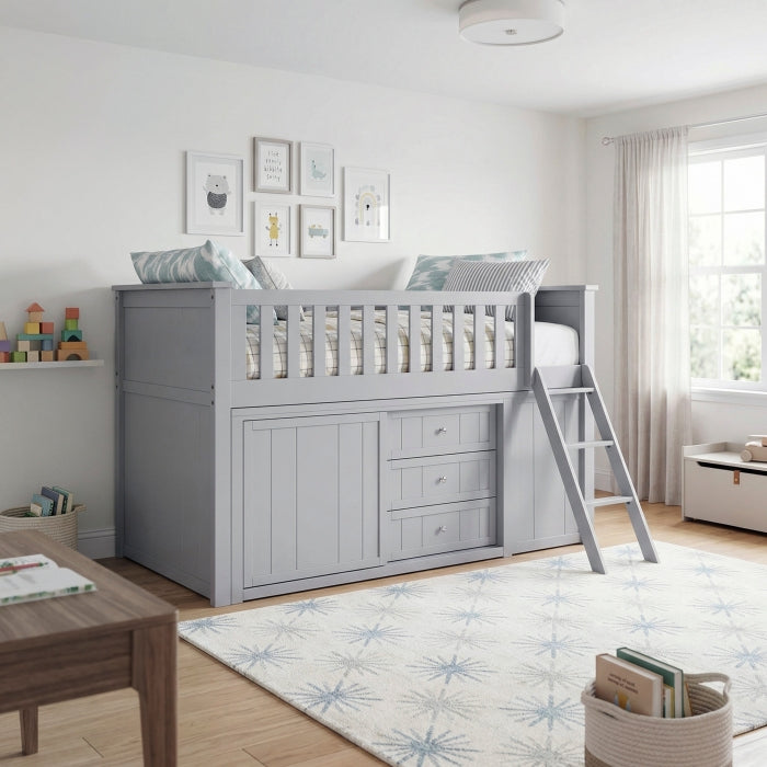 B2063LL-1*BCDR (5) Low Loft Bunk with Bookcase and Dresser - B2063LL-1*BCDR