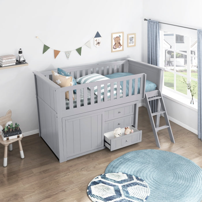 B2063LL-1*DR (4) Low Loft Bunk with Dresser - B2063LL-1*DR
