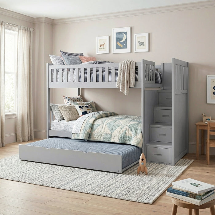 B2063SB-1*R (5) Twin/Twin Step Bunk Bed with Twin Trundle - B2063SB-1*R