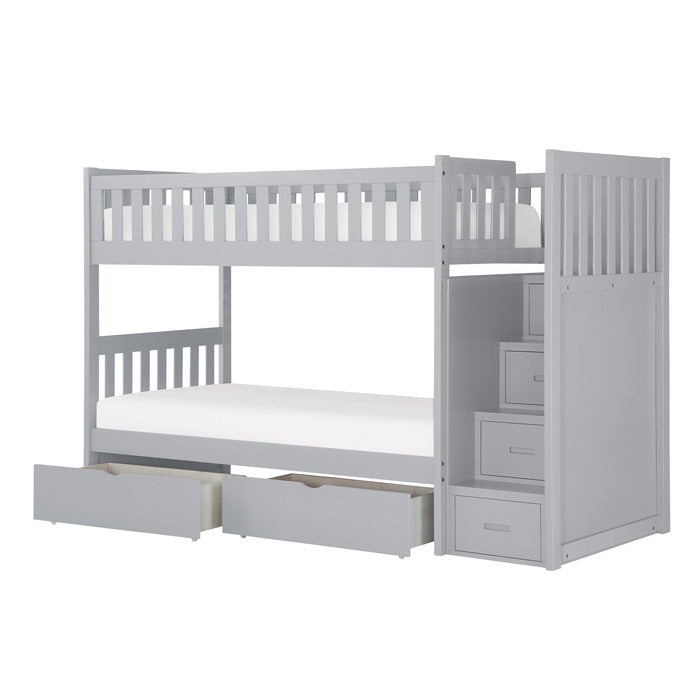 B2063SB-1*T (5) Twin/Twin Step Bunk Bed with Storage Boxes - B2063SB-1*T