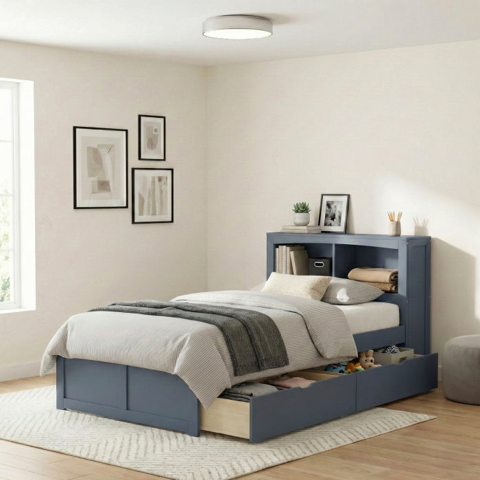 B2083BUBC-1* (2) Twin Bookcase Platform Bed - B2083BUBC-1*