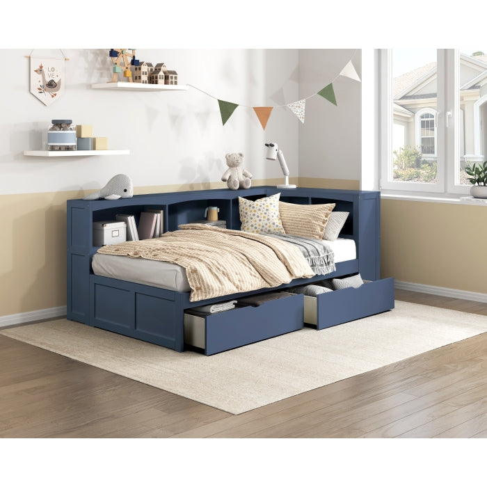 B2083BUBC-1BC* (3) Twin Bookcase Corner Platform Bed - B2083BUBC-1BC*