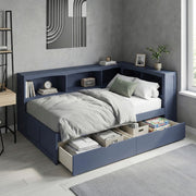 B2083BUBC-1BC* (3) Twin Bookcase Corner Platform Bed - B2083BUBC-1BC*