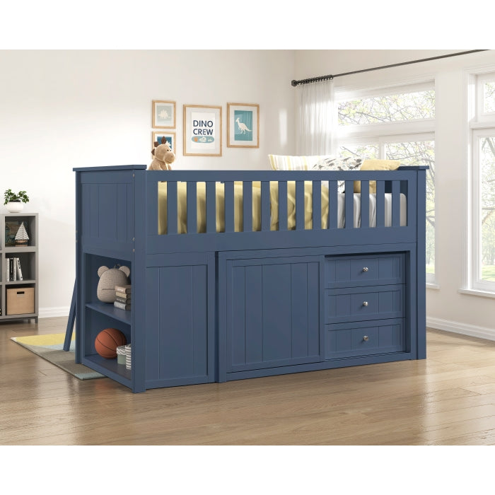 B2083BULL-1*BC2DR (6) Low Loft Bunk with Bookcase and 2 Dressers - B2083BULL-1*BC2DR