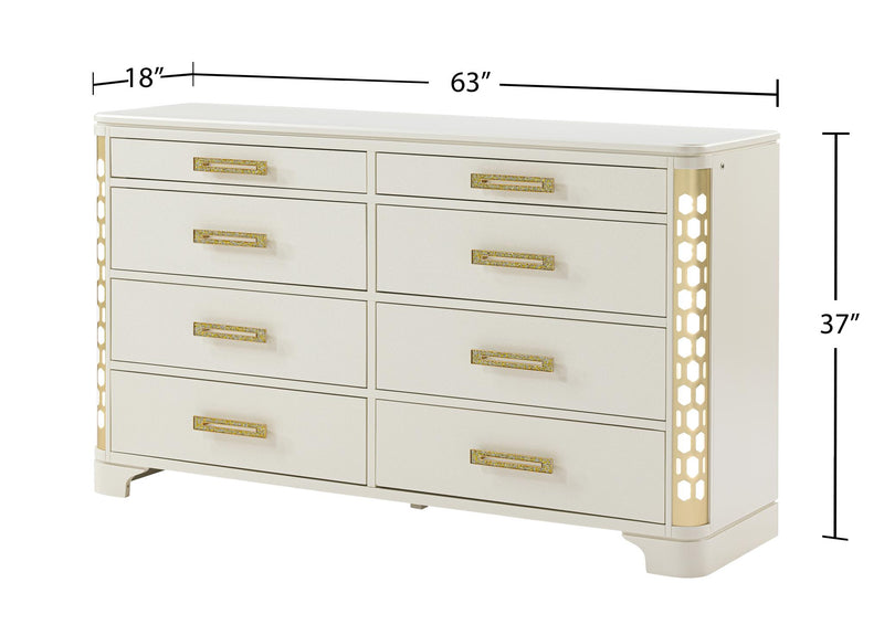 [B240-D] Josie - Dresser, Wood, Beige With : LED Box: 1 of 1 Each - B240-D