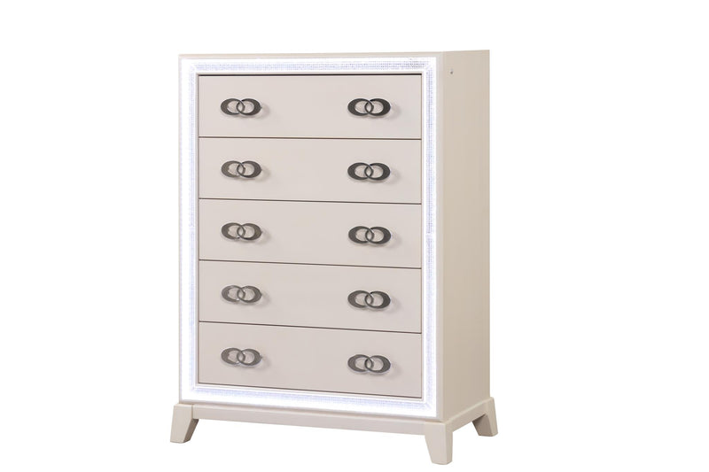 [B271-KDM] Santana - BDM (King) King, Wood, Cream With : LED Light Each - B271-KDM
