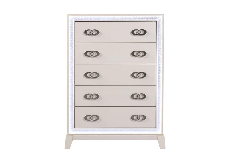 [B271-KDMCN] Santana - BDMCN (King) King, Wood, Cream With : LED Light Each - B271-KDMCN