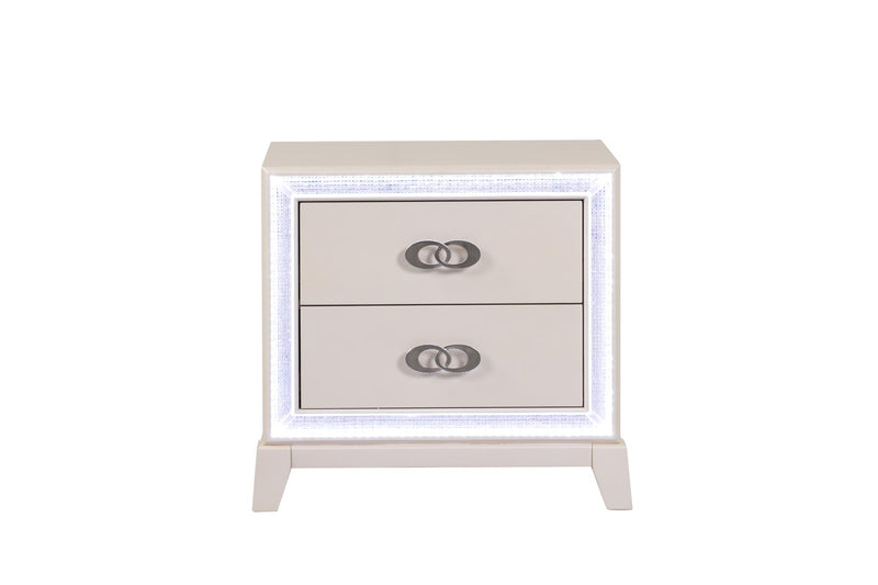 [B271-KDMCN] Santana - BDMCN (King) King, Wood, Cream With : LED Light Each - B271-KDMCN