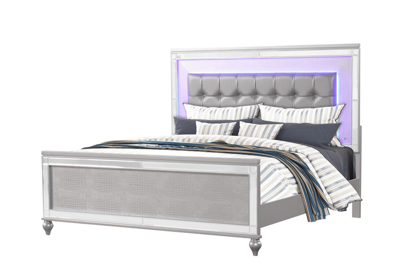 B515 - Emma Silver 5 PC (King Bed, Dresser, Mirror, Nightstand, Chest) - B515-King-5PC