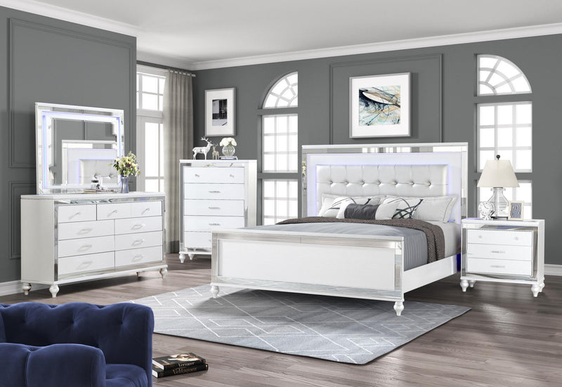 B516 - Emma White 3 PC (King Bed, Dresser, Mirror) - B516-King-3PC