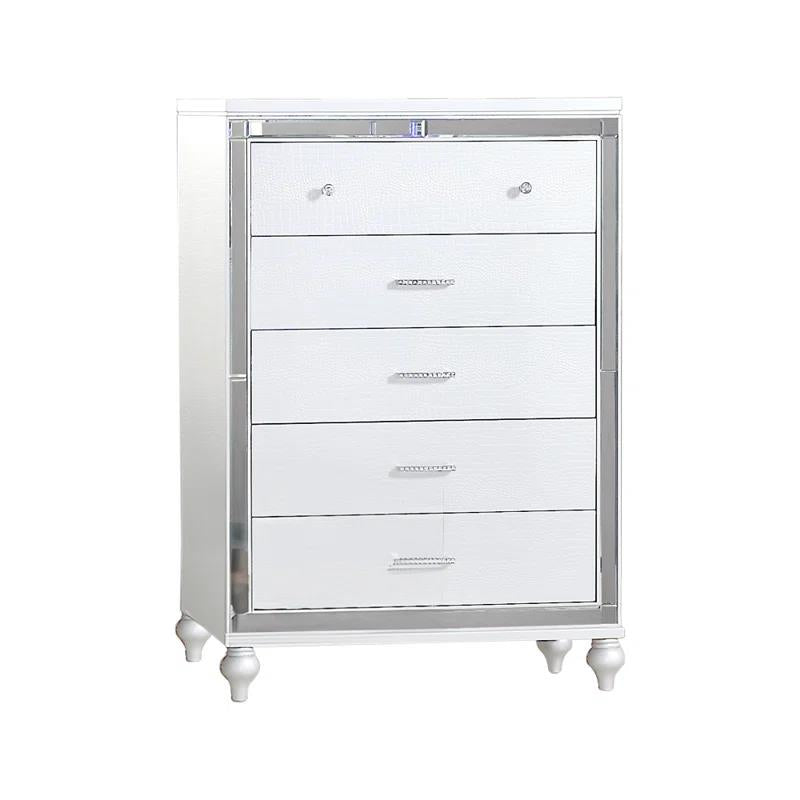 B516 - Emma White 5 PC (Queen Bed, Dresser, Mirror, Nightstand, Chest) - B516-Queen-5PC