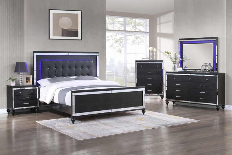 B517 - Emma Black 4 PC (Queen Bed, Dresser, Mirror, Nightstand) - B517-Queen-4PC