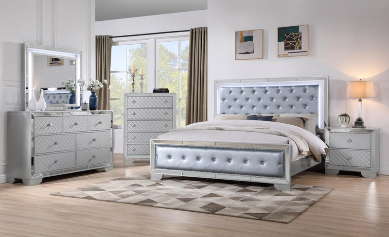 B519 - Demi Silver King Bed W/ LED - B519-King