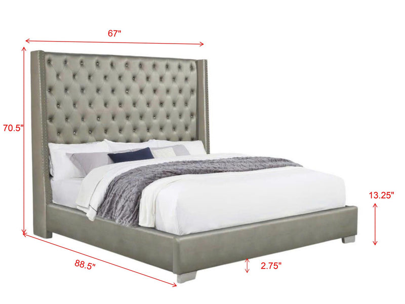 B830 - Annah Grey PU King Grey PU Bed - B830-King