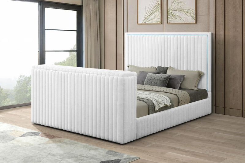 B841 - Rosalie White Queen Bed W/ TV Stand & Fireplace (White) - B841-Queen