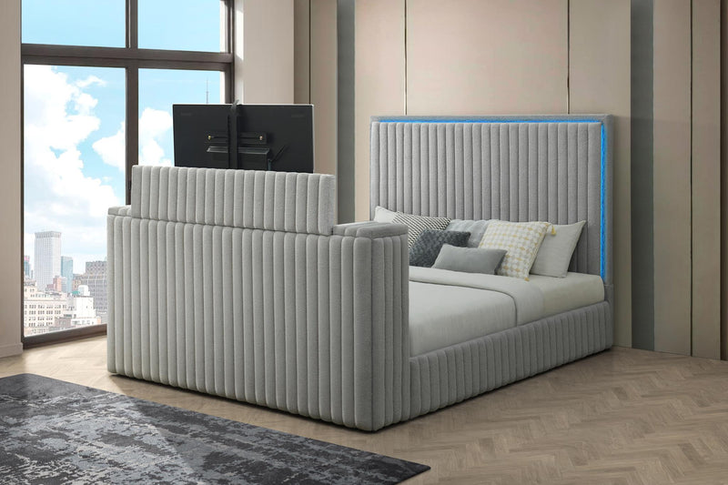 B842 - Rosalie Grey King Bed W/ TV Stand & Fireplace (Grey) - B842-King