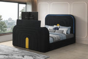 B845 - Evalyn Black King Bed W/ TV Stand & Fireplace (Black) - B845-King