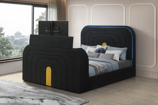 B845 - Evalyn Black King Bed W/ TV Stand & Fireplace (Black) - B845-King