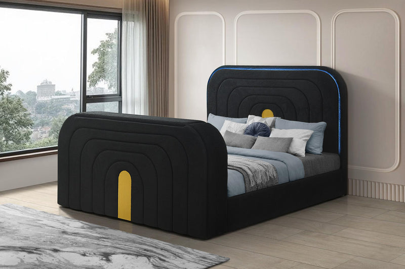 B845 - Evalyn Black King Bed W/ TV Stand & Fireplace (Black) - B845-King