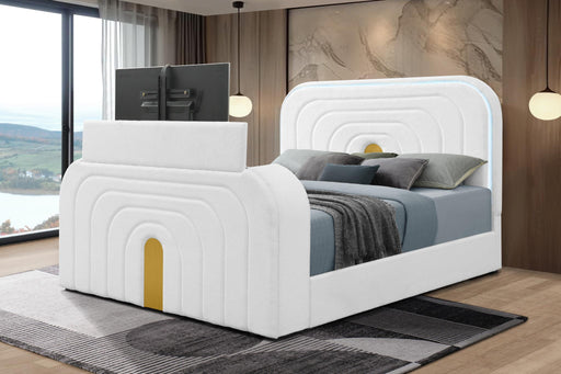 B846 - Evalyn White King Bed W/ TV Stand & Fireplace (White) - B846-King