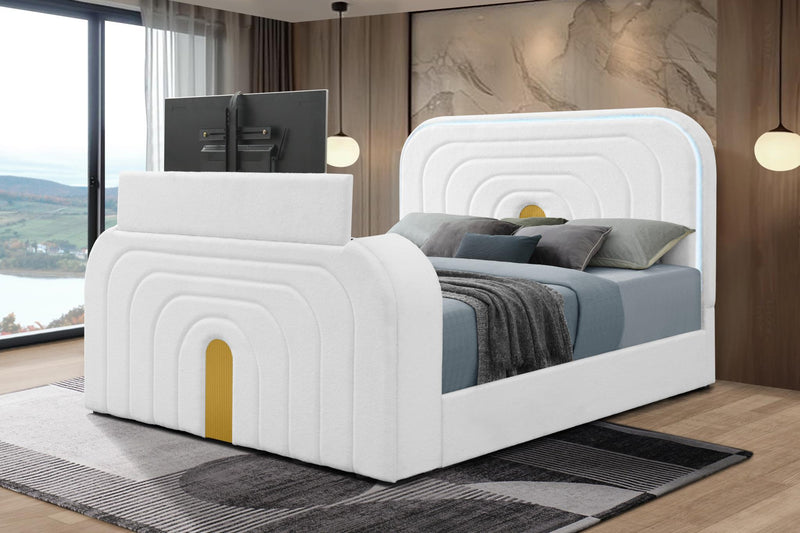 B846 - Evalyn White Queen Bed W/ TV Stand & Fireplace (White) - B846-Queen