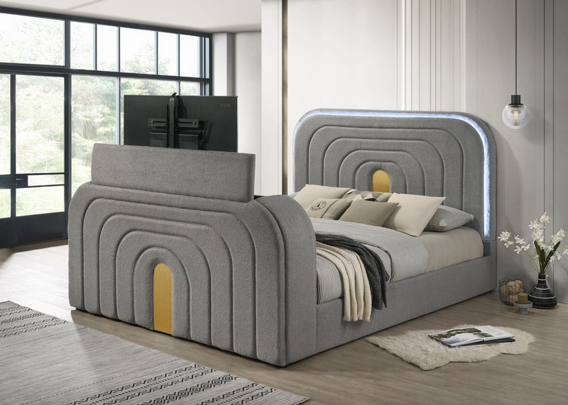 B847 - Evalyn Grey King Bed W/ TV Stand & Fireplace (Grey) - B847-King