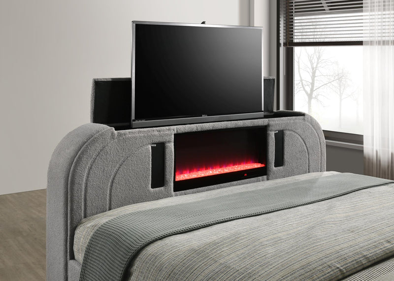 B847 - Evalyn Grey King Bed W/ TV Stand & Fireplace (Grey) - B847-King