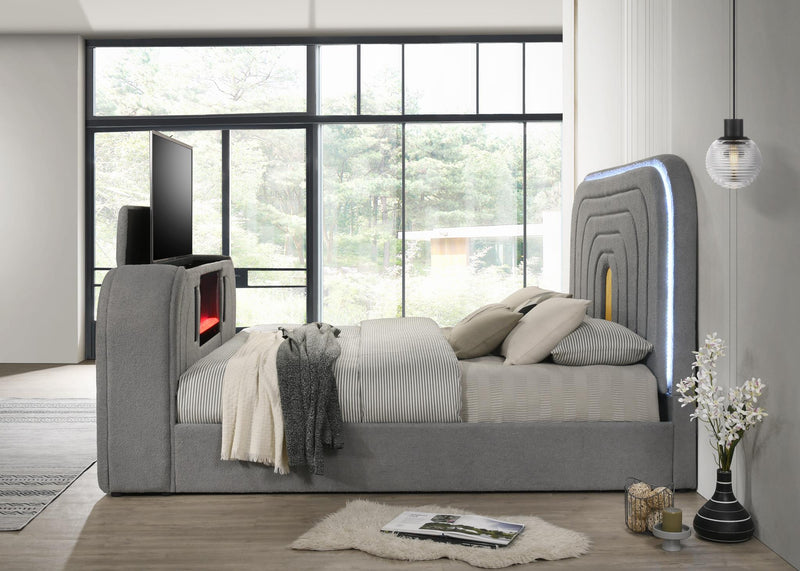 B847 - Evalyn Grey King Bed W/ TV Stand & Fireplace (Grey) - B847-King