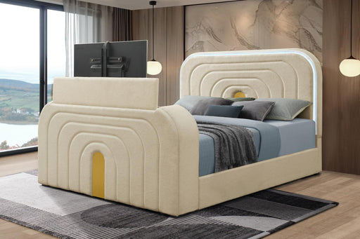 B848 - Evalyn Beige King Bed W/ TV Stand & Fireplace (Beige) - B848-King