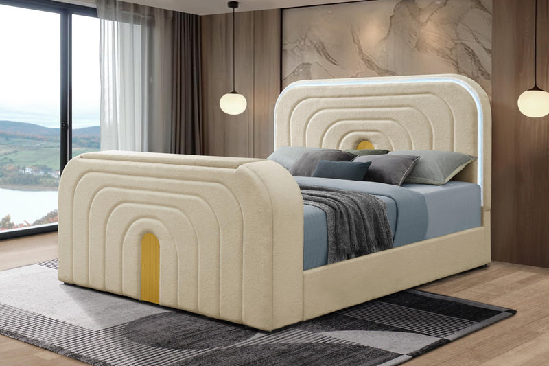 B848 - Evalyn Beige King Bed W/ TV Stand & Fireplace (Beige) - B848-King