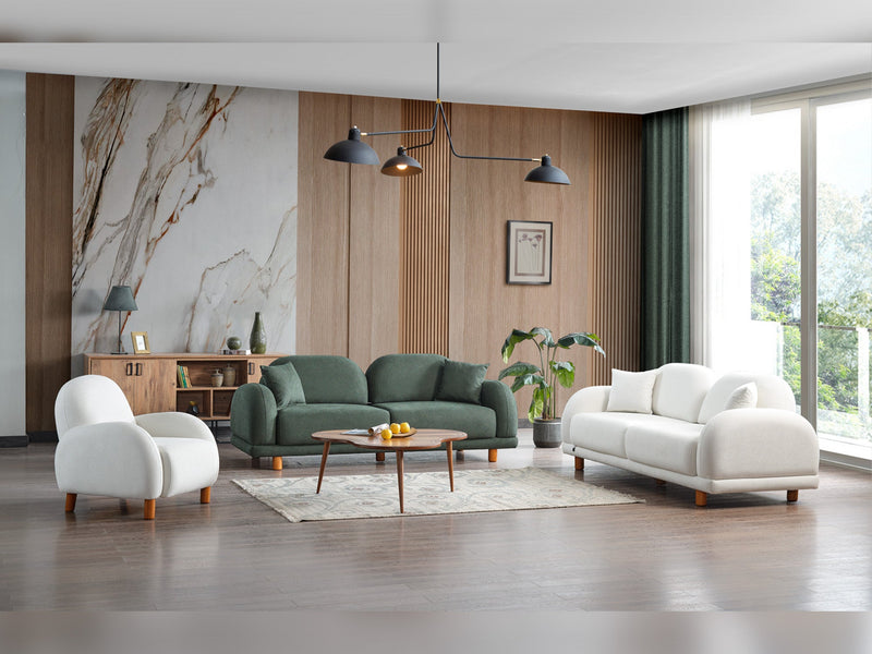 Bahama 4-pieces (2 Sofa & 2 Chair) Livingroom in White - Green - 200-ELIF-BAH-A182-3311