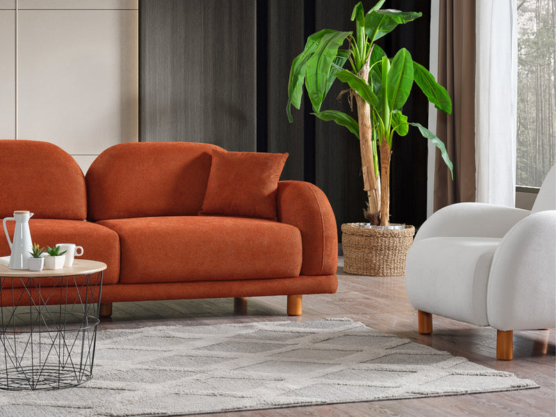 Bahama 4-pieces (2 Sofa & 2 Chair) Livingroom in White - Yellow - 200-ELIF-BAH-A180-3311