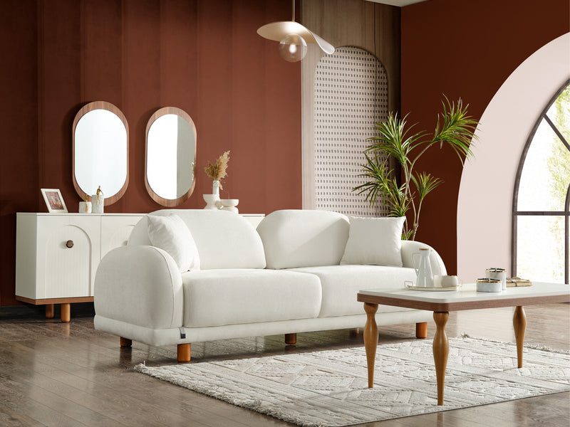 Bahama 4-pieces (2 Sofa & 2 Chair) Livingroom in White - Yellow - 200-ELIF-BAH-A180-3311