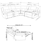 Bahrain 6-piece Modular Power Reclining Sectional Charcoal - 609540P