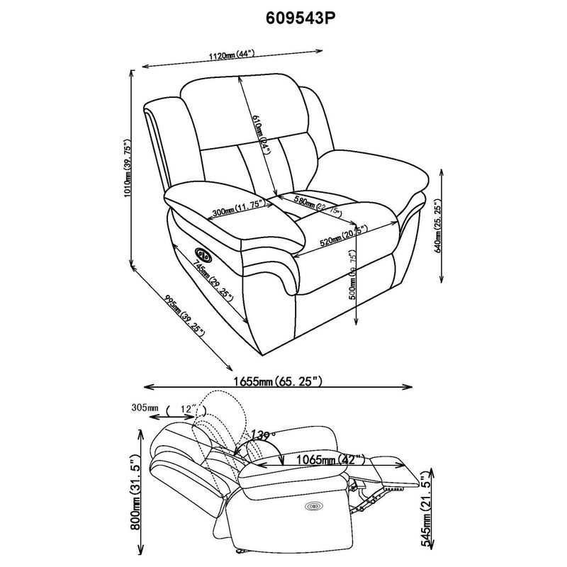 Bahrain Upholstered Power Glider Recliner Charcoal - 609543P