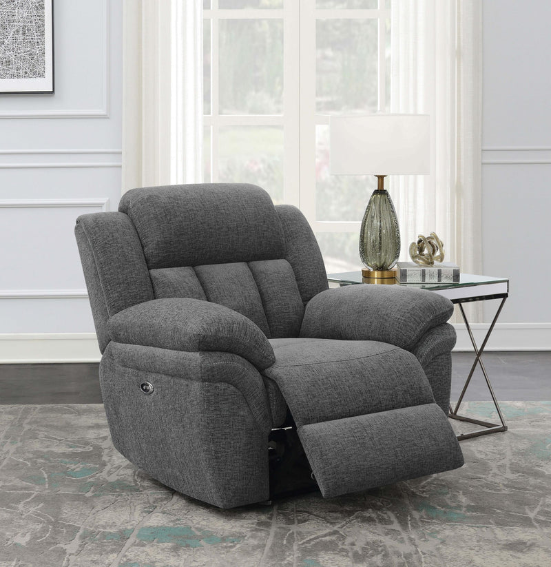Bahrain Upholstered Power Glider Recliner Charcoal - 609543P
