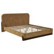 Baldacci Upholstered California King Platform Bed Curry and Walnut - 315954KW
