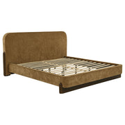 Baldacci Upholstered Eastern King Platform Bed Curry and Walnut - 315954KE