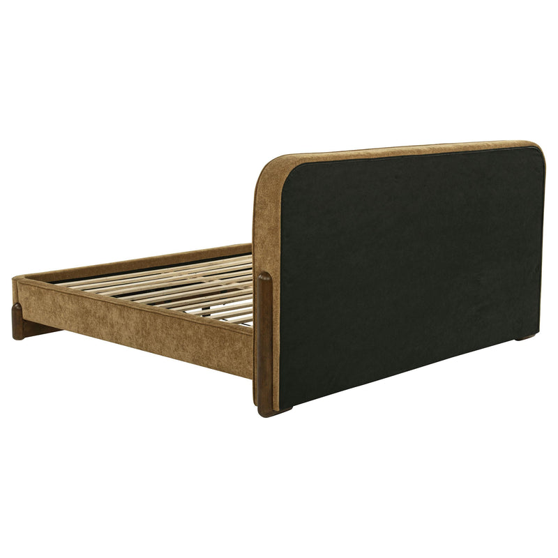 Baldacci Upholstered Eastern King Platform Bed Curry and Walnut - 315954KE