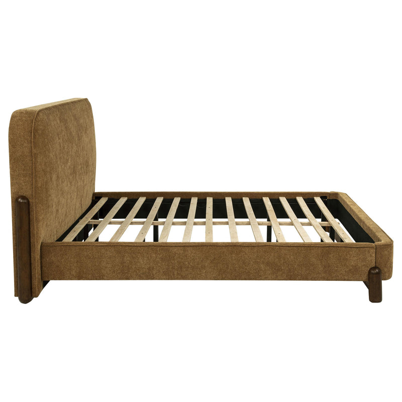 Baldacci Upholstered Eastern King Platform Bed Curry and Walnut - 315954KE