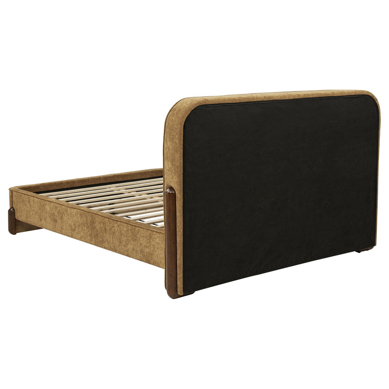 Baldacci Upholstered Queen Platform Bed Curry and Walnut - 315954Q